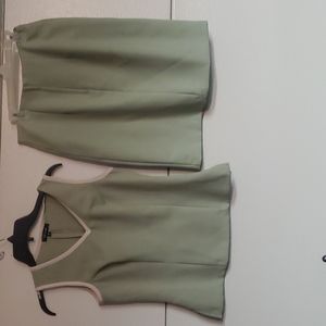 Vintage My Michelle Green Skirt and Tank Top With White Trim